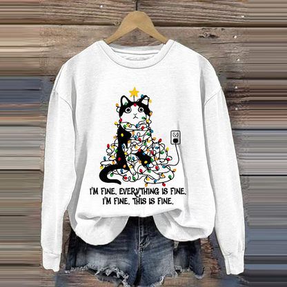 Comstylish Women's Christmas I'm Fine Everything's Fine I'm Fine And That's Fine Printed Sweatshirt