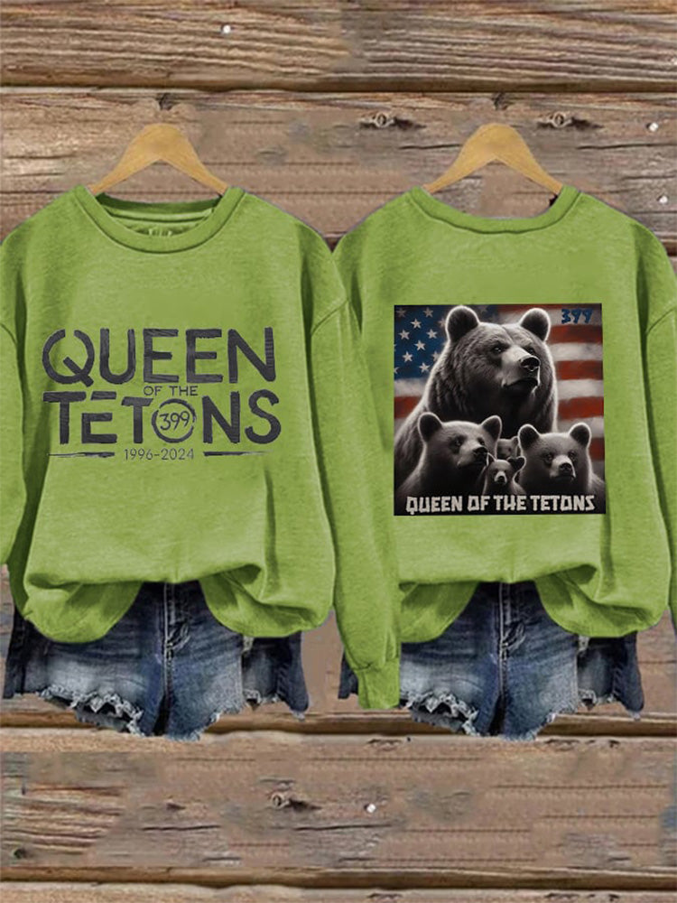 Comstylish Retro Grizzly 399 The Queen Of The Tetons 1996-2024 Print Sweatshirt-2
