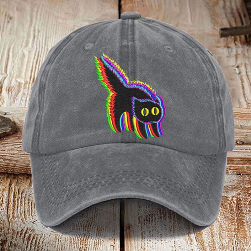 Comstylish Colorful Cat Print Washed Sun Hat