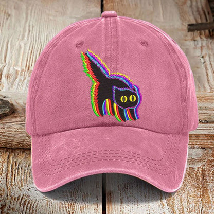 Comstylish Colorful Cat Print Washed Sun Hat