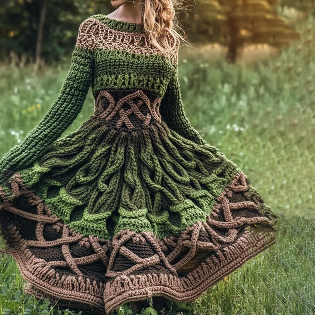 Women's Irish Celtic Knot Gradient Knit Sweater Dress artswardrobe