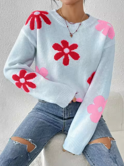 Victoria® | Knitted sweater with a floral pattern