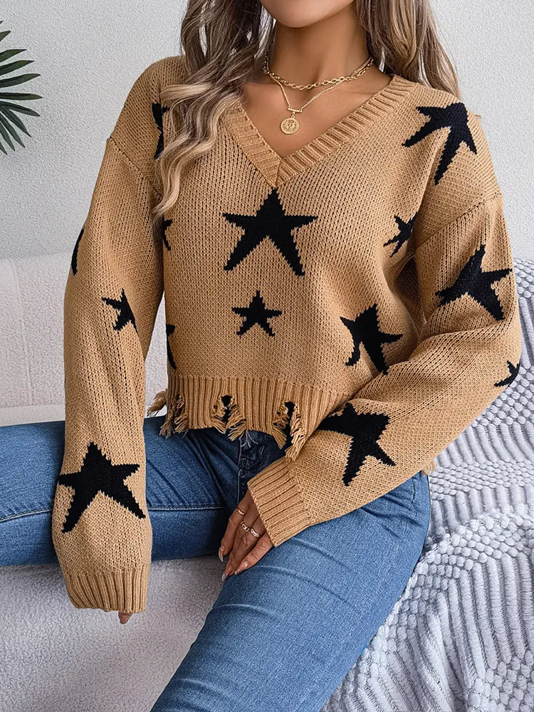 Ginebra® | Ripped star pattern sweater