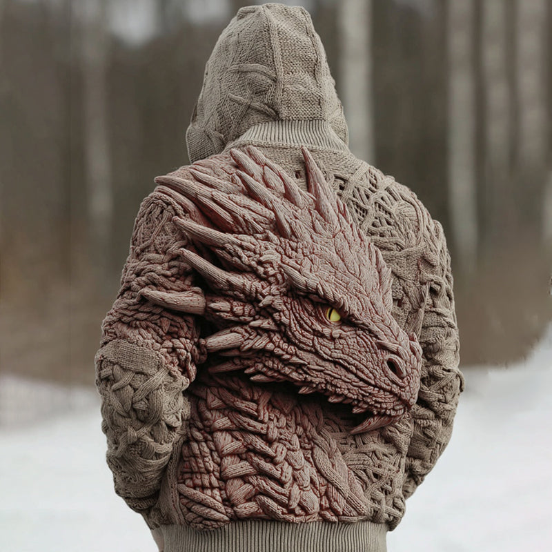 Men's Viking Dragon Art Gradient Celtic Hooded Sweater artswardrobe