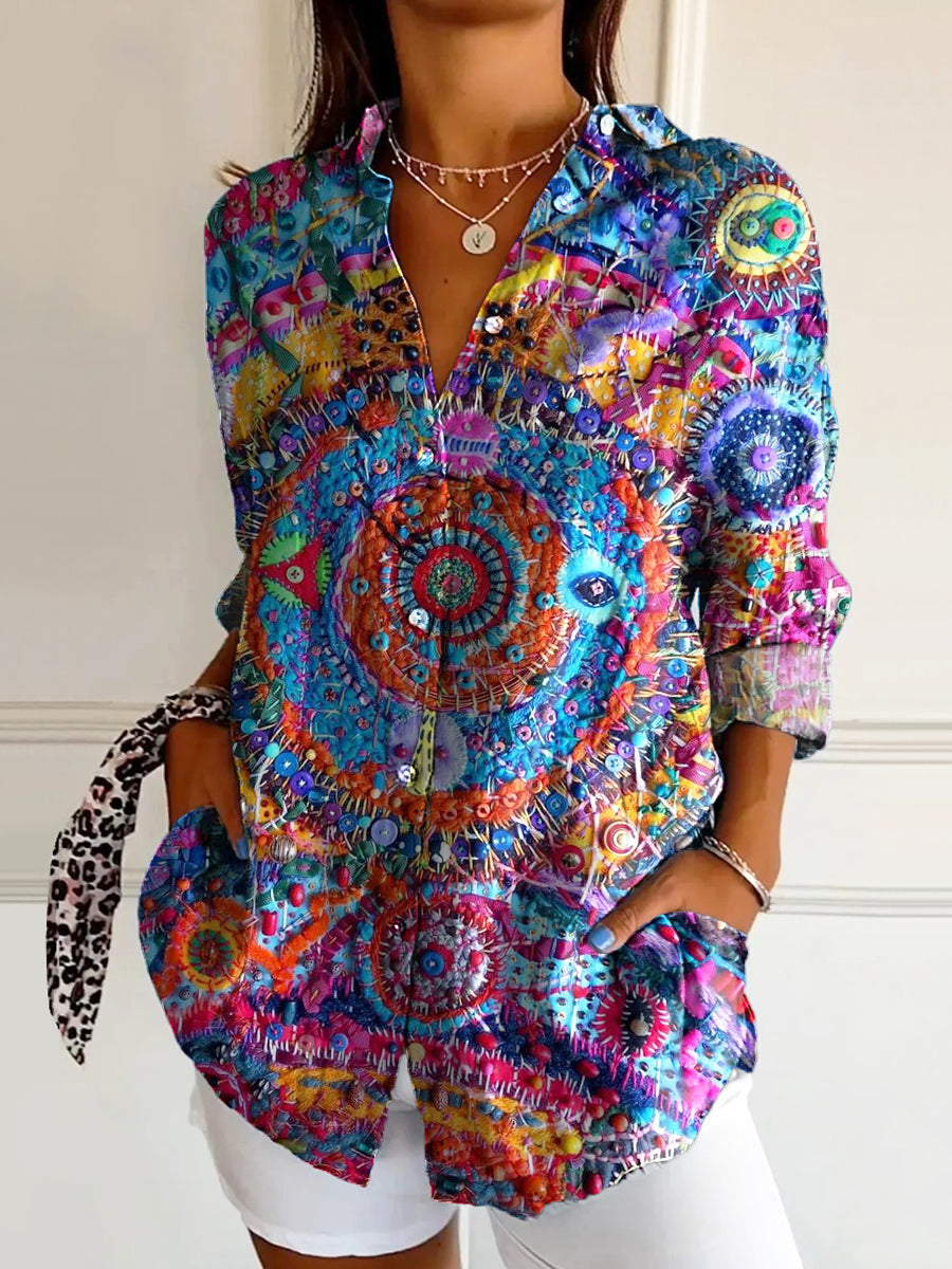 Women's Art Painting Hippie Print Long Sleeve Shirt