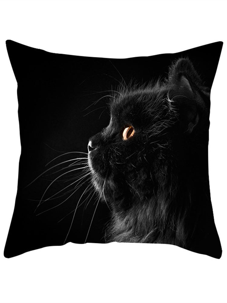 Black Cat Print Soft Suede Pillowcase elevenforest