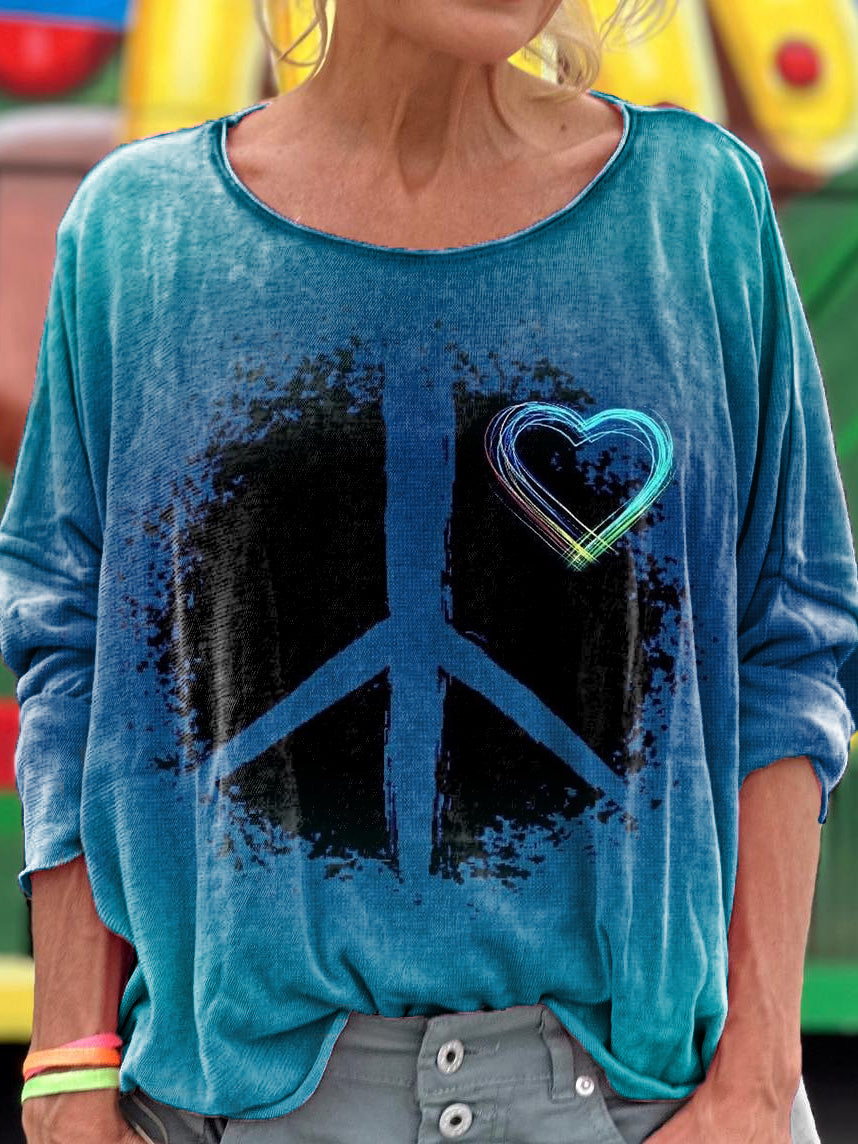 Women's Hippie Art Print Casual Long Sleeve T-shirt