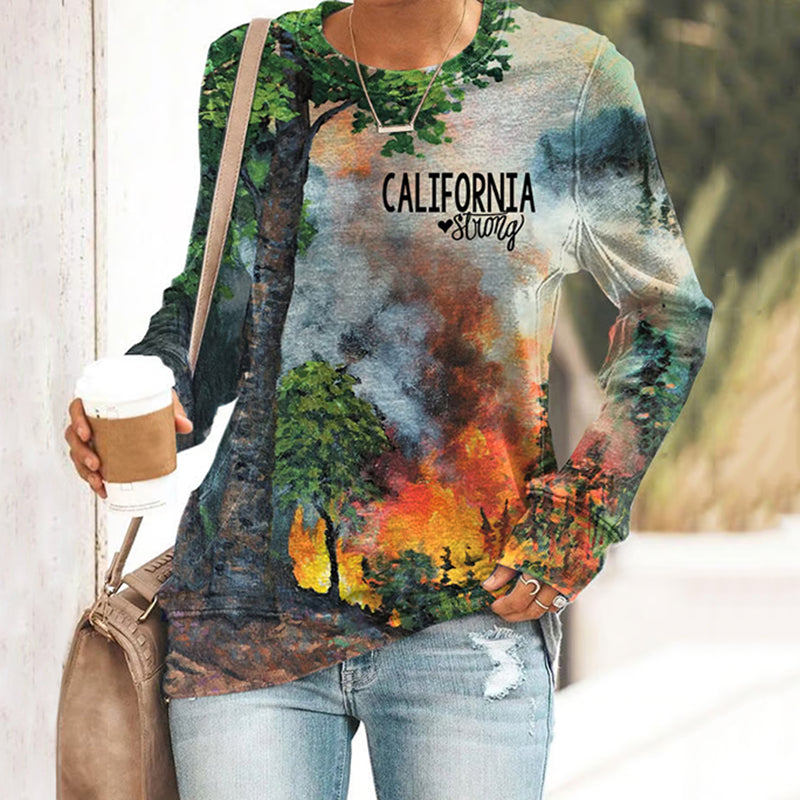 Comstylish Retro Women's Sweatshirt With California Strong Los Angeles Palisades Fire Inspired Print