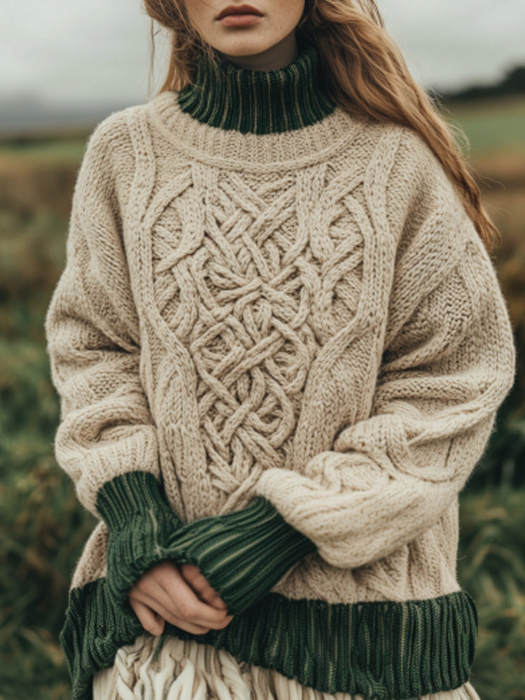Women's Retro Irish Celtic Knot Cozy Knit Sweater artswardrobe
