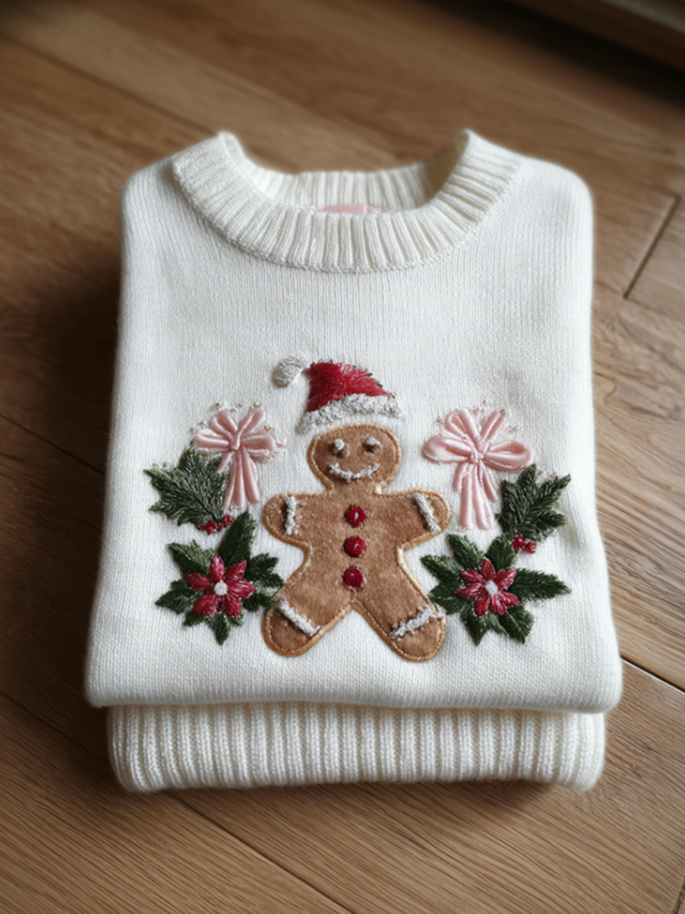 Christmas Elements Women's Round Neck Knit Sweater artswardrobe