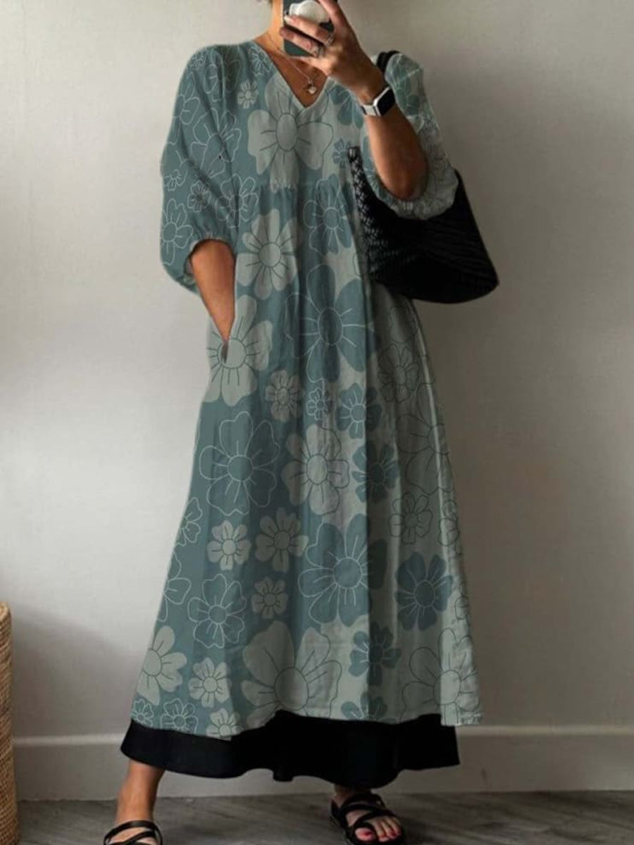 Women'S Vintage Floral Pattern Cotton Dress