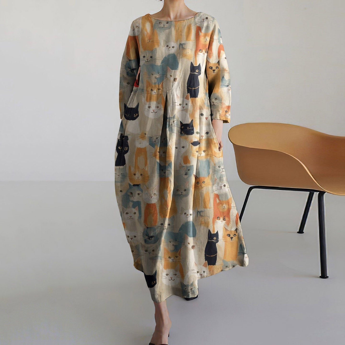 Funny Kitten Print Women's Dress elevenforest