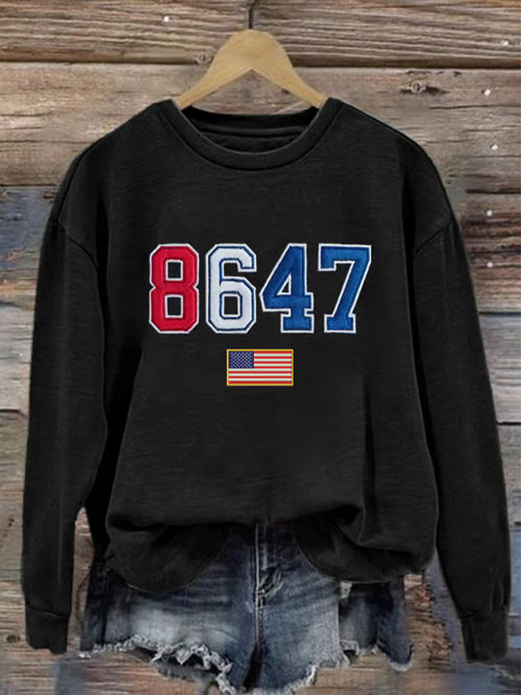 Comstylish Women's 8647 Flag Print Casual Sweatshirt