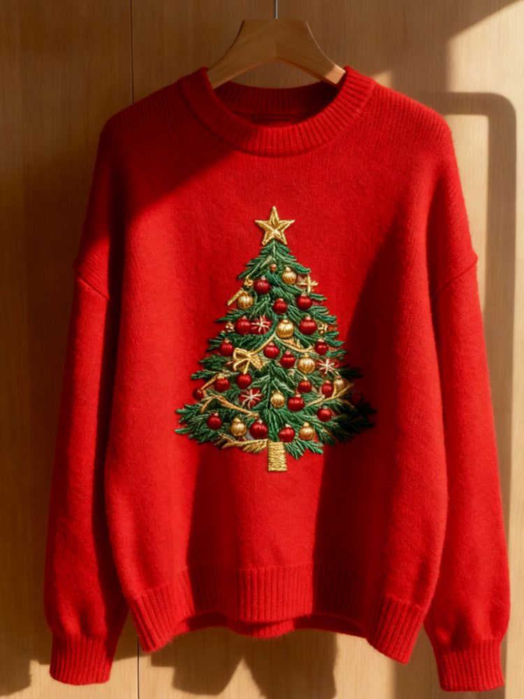 Women's Christmas Art Print Casual Sweater artswardrobe