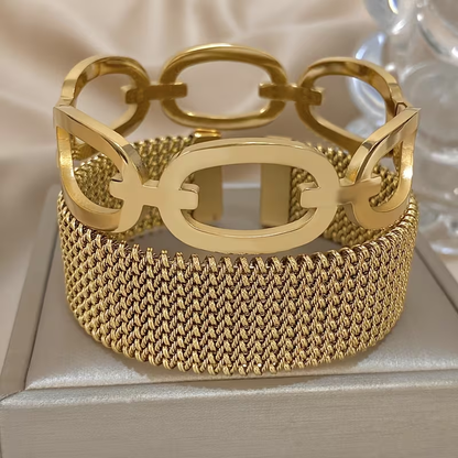 Gold Elegant Mesh Bracelet Set